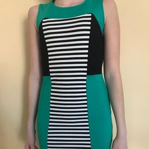 Green and Black Striped Bloomingdales Dress